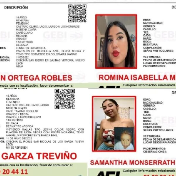 Nuevo León: desaparecen 4 jóvenes, 3 de ellas menores, en 24 horas