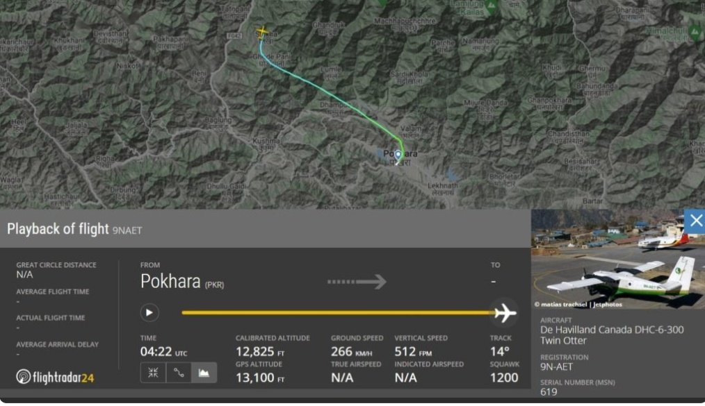 En Nepal desaparece un avión con 22 personas; la aeronave perdió contacto con la torre de control a pocos minutos de su despegue.