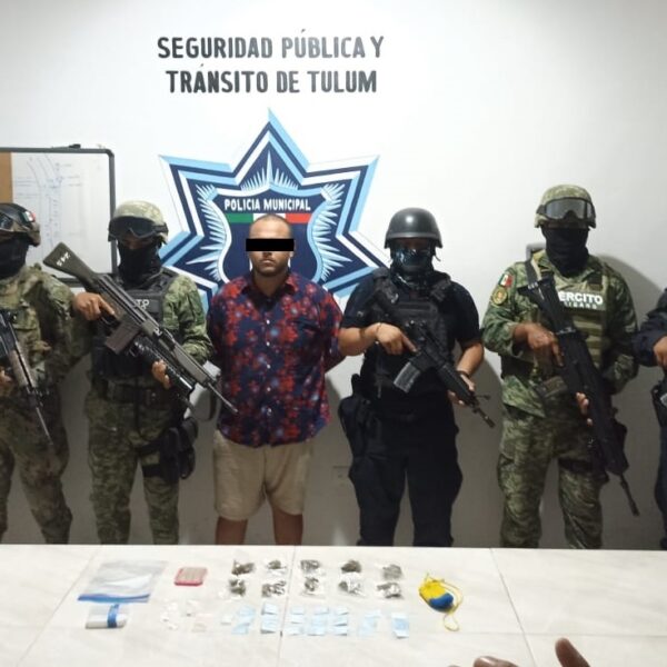 Detienen a narcomenudista en la zona costera de Tulum.