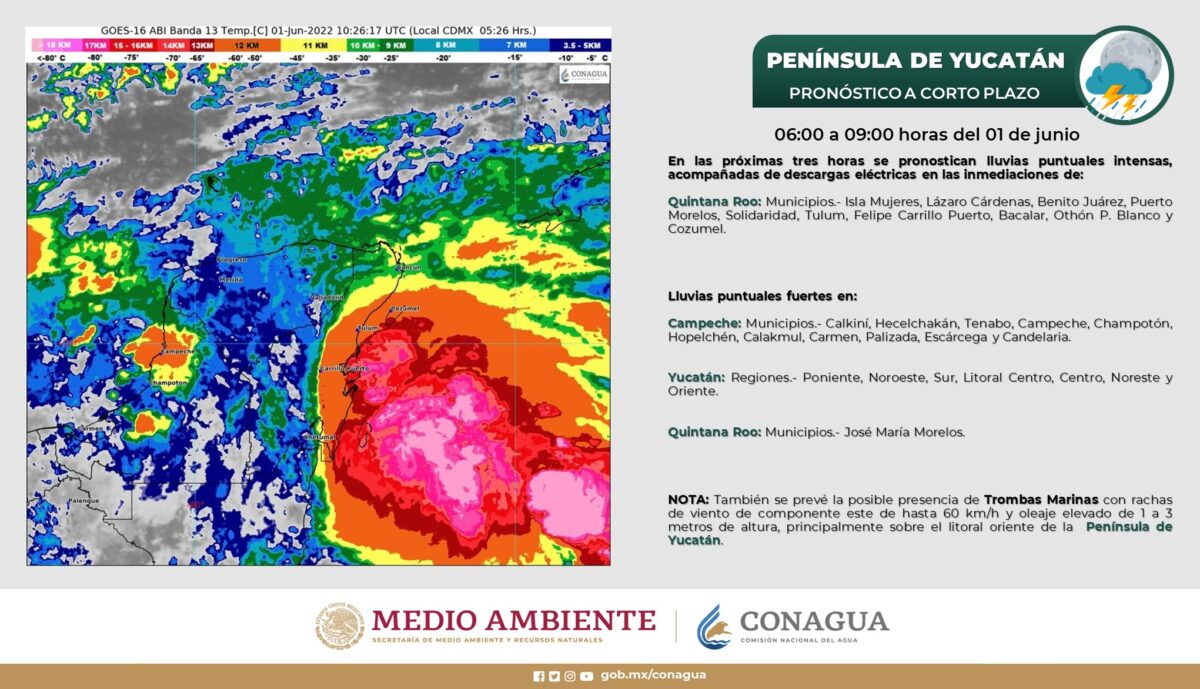Clima: Remanentes de ‘Agatha’ ocasionarán lluvias torrenciales en Quintana Roo; se prevén precipitaciones intensas en Campeche y Yucatán.