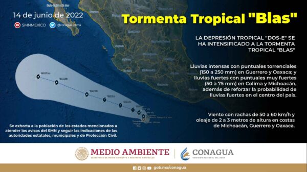 Se forma la tormenta tropical ‘Blas’ en el Océano Pacífico.