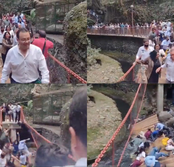 Caen los primeros funcionarios por desplome de puente colgante en Cuernavaca.