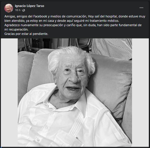 Ignacio López Tarso es dado de alta del hospital