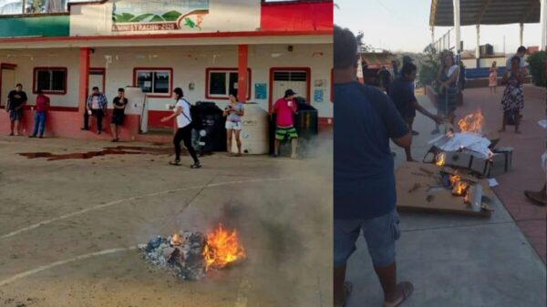 Afectados por ‘Agatha’ queman casillas y boletas en Oaxaca