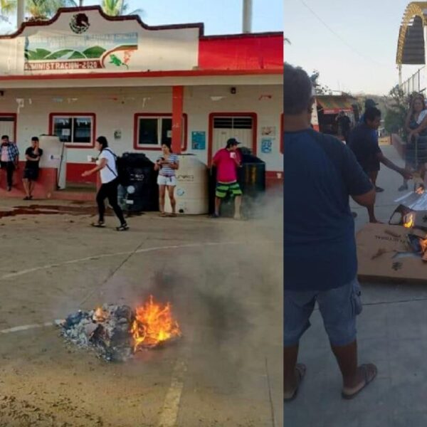 Afectados por ‘Agatha’ queman casillas y boletas en Oaxaca