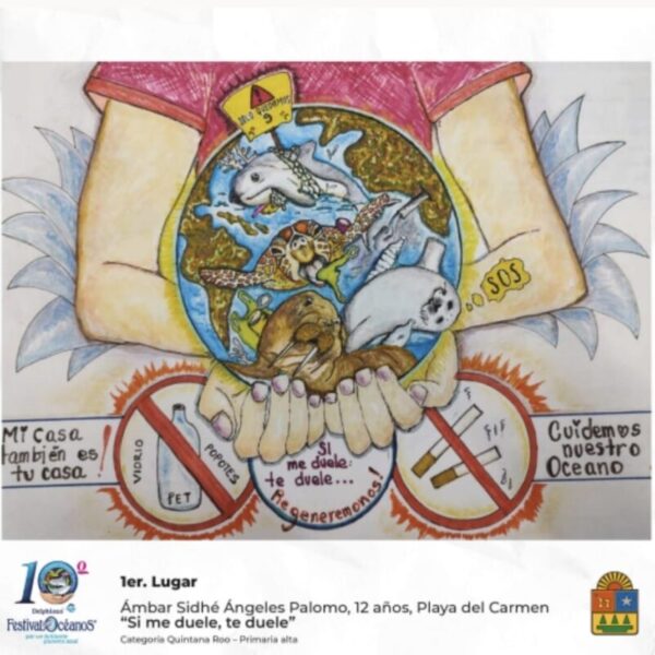 Premia FestOceános a niños de Quintana Roo, resto de México y Latinoamérica por dibujos para proteger el mar.