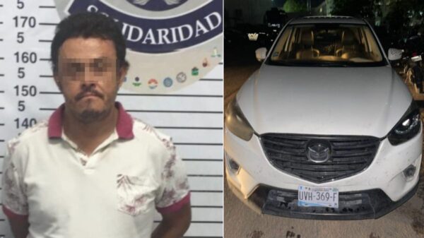 En Playa del Carmen detienen a sujeto con camioneta robada.