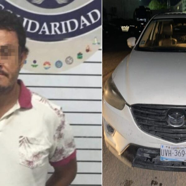 En Playa del Carmen detienen a sujeto con camioneta robada.