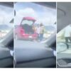 Conductor lanza a motorrepartidor desde un puente en Edomex (VIDEO).