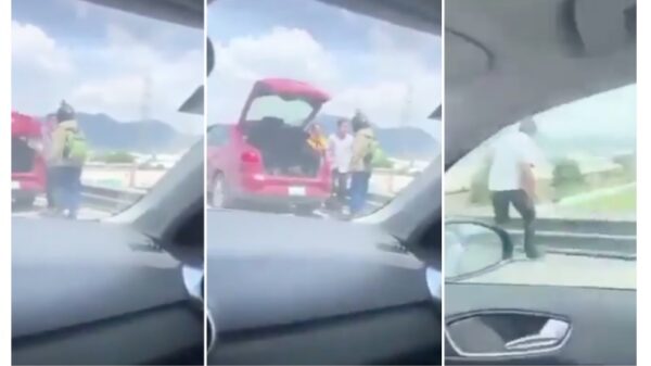 Conductor lanza a motorrepartidor desde un puente en Edomex (VIDEO).