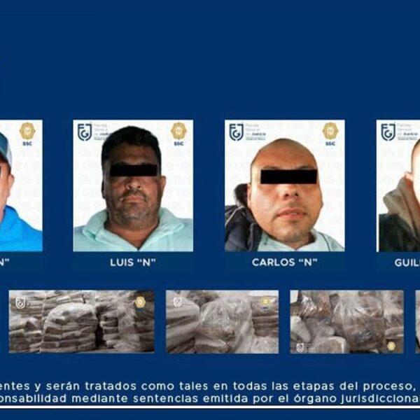 Trasladan al Reclusorio Norte a detenidos con 1.6 toneladas de cocaína.