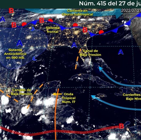 Pronóstico del clima para hoy miércoles 27 de julio en Quintana Roo.