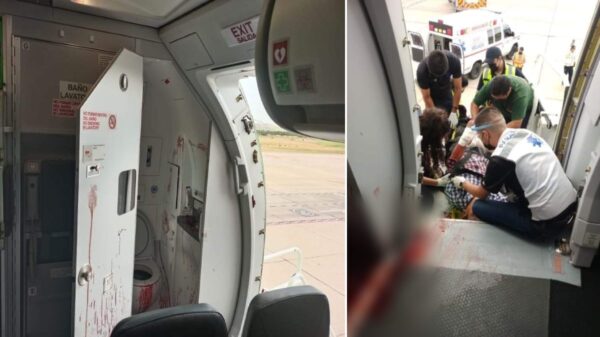 Pasajero se autolesiona en el baño de un avión y aterrizan de emergencia en Hermosilllo (VIDEO).