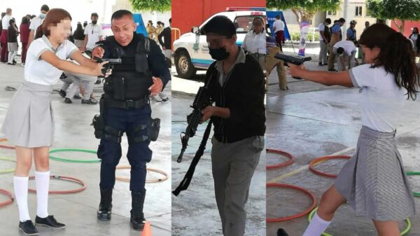 Enseña Policía de Guanajuato manejo de armas a estudiantes menores de edad