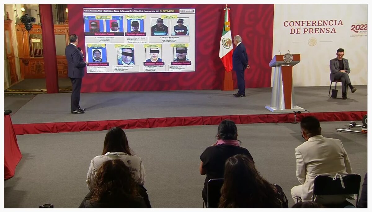 Detenidas en Q. Roo 9 personas por trata de personas y explotación sexual infantil; subsecretario de Seguridad dio a conocer resultados de Cero Impunidad.