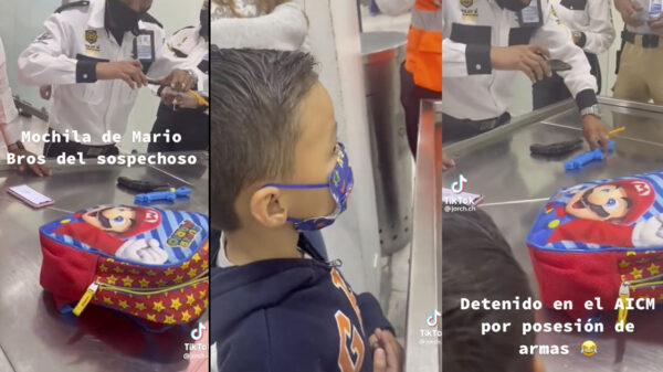 Niño pretendió abordar un avión con ‘armas’ en su mochila (VIDEO).
