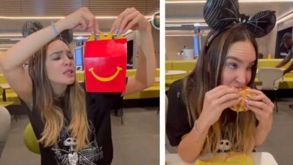 Belinda enseña cómo comer la hamburguesa de McDonald's con acento español