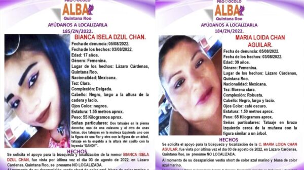 Reportan a dos mujeres mas desaparecidas en Quintana Roo