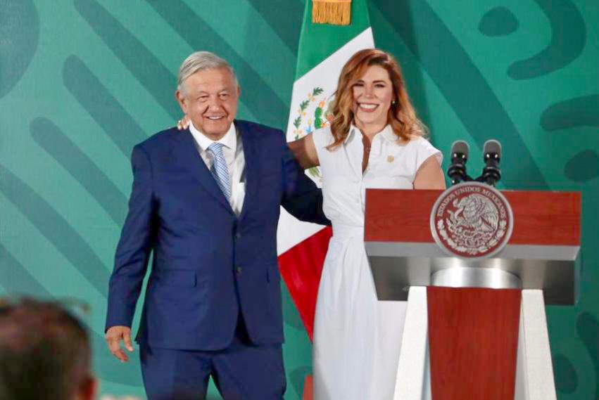 Refrenda el presidente López Obrador su apoyo a gobernadora de BC; Marina Ávila Olmedo no está sola contra el crimen, afirma en Tijuana.