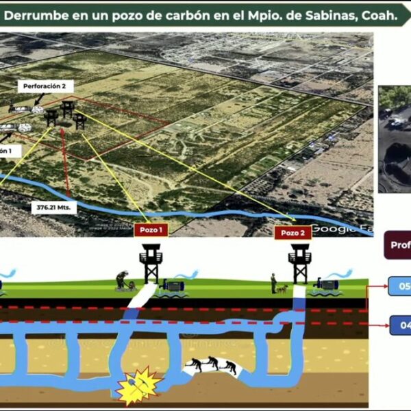 Baja nivel del agua en mina inundada en Coahuila