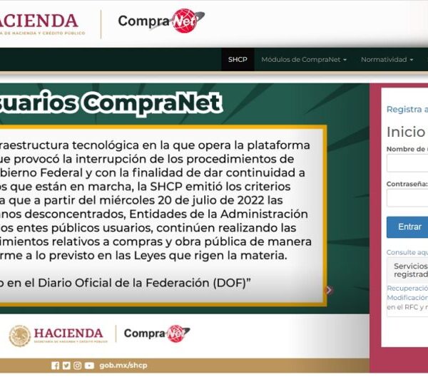 Activa Secretaría de Hacienda la plataforma CompraNet.