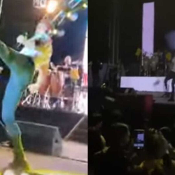 ¡Con el Dr. Simi no! Critican a José Madero por patear peluche en el escenario