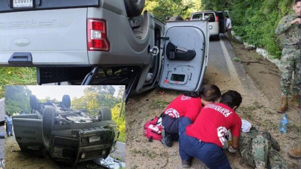 Se accidenta escolta militar de Semar asignada a gobernadora
