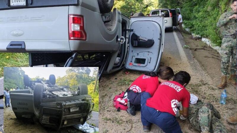 Se accidenta escolta militar de Semar asignada a gobernadora