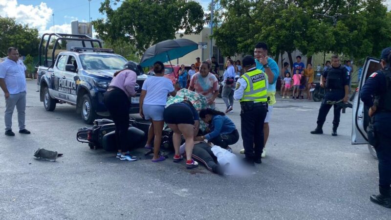 Atropellan a mujer motociclista en Cancún, pierde un pie