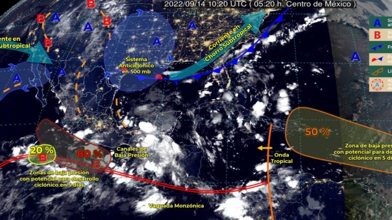 Pronóstico del clima para hoy miércoles 14 de septiembre en Quintana Roo.