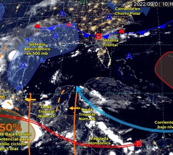 Pronóstico del clima para hoy jueves 1 de septiembre en Quintana Roo.