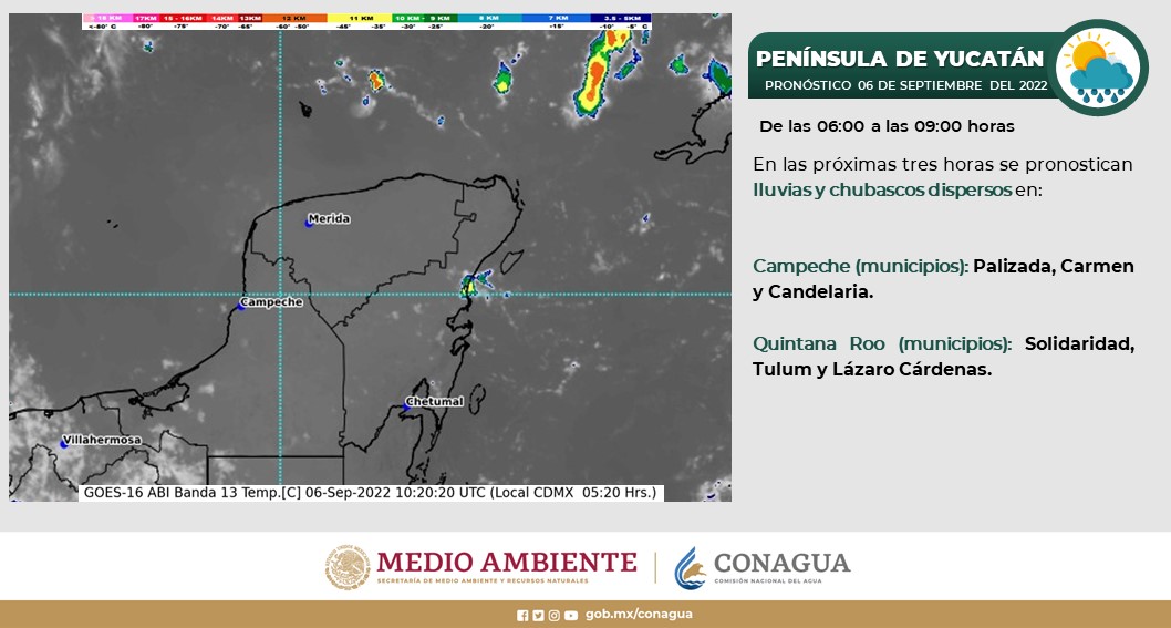 Pronóstico del clima para hoy martes 6 de septiembre en Quintana Roo; ambiente caluroso y cielo parcialmente nublado.