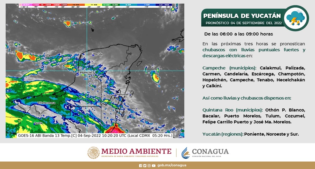 Pronóstico del clima para hoy domingo 4 de septiembre en Quintana Roo; se prevén algunos chubascos para la entidad.