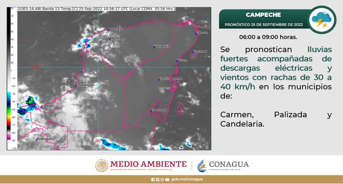 Pronóstico del clima para hoy domingo 25 de septiembre en Quintana Roo; cielo parcialmente nublado con posibilidad de chubascos.