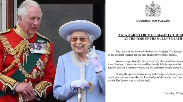 Muerte de Isabel II, un “momento de gran tristeza”, dice el rey Carlos