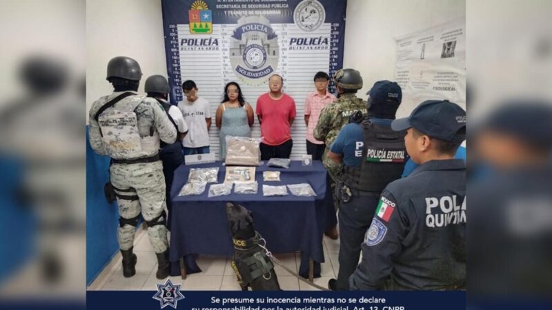 Cae grupo de presuntos narcomenudistas armados en Playa del Carmen