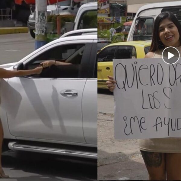 Colombiana "botea" en la calle para operarse los senos