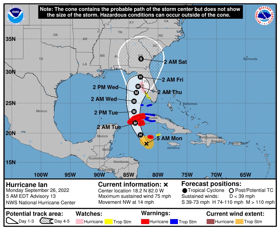 Clima: 'Ian' ya es huracán categoría uno; sus bandas empezarán a cubrir el noreste de la Península de Yucatán, luego del mediodía.
