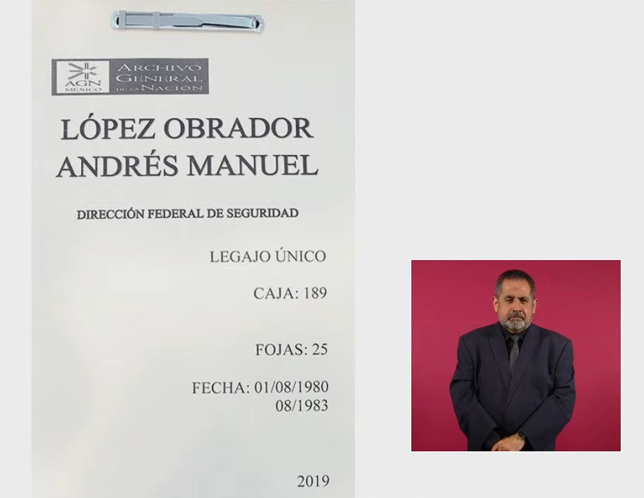 Documentos que presentó en la mañanera el Presidente Andrés Manuel López Obrador, cuando él era titular del Instituto Indigenista y fue espiado por la Dirección Federal de Seguridad, a cargo del hoy extinto Miguel Nazar Haro, expolicía torturador de muchos opositores al régimen priísta.