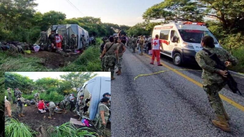 Vuelca camión de Semar en Oaxaca, hay un muerto y 17 heridos