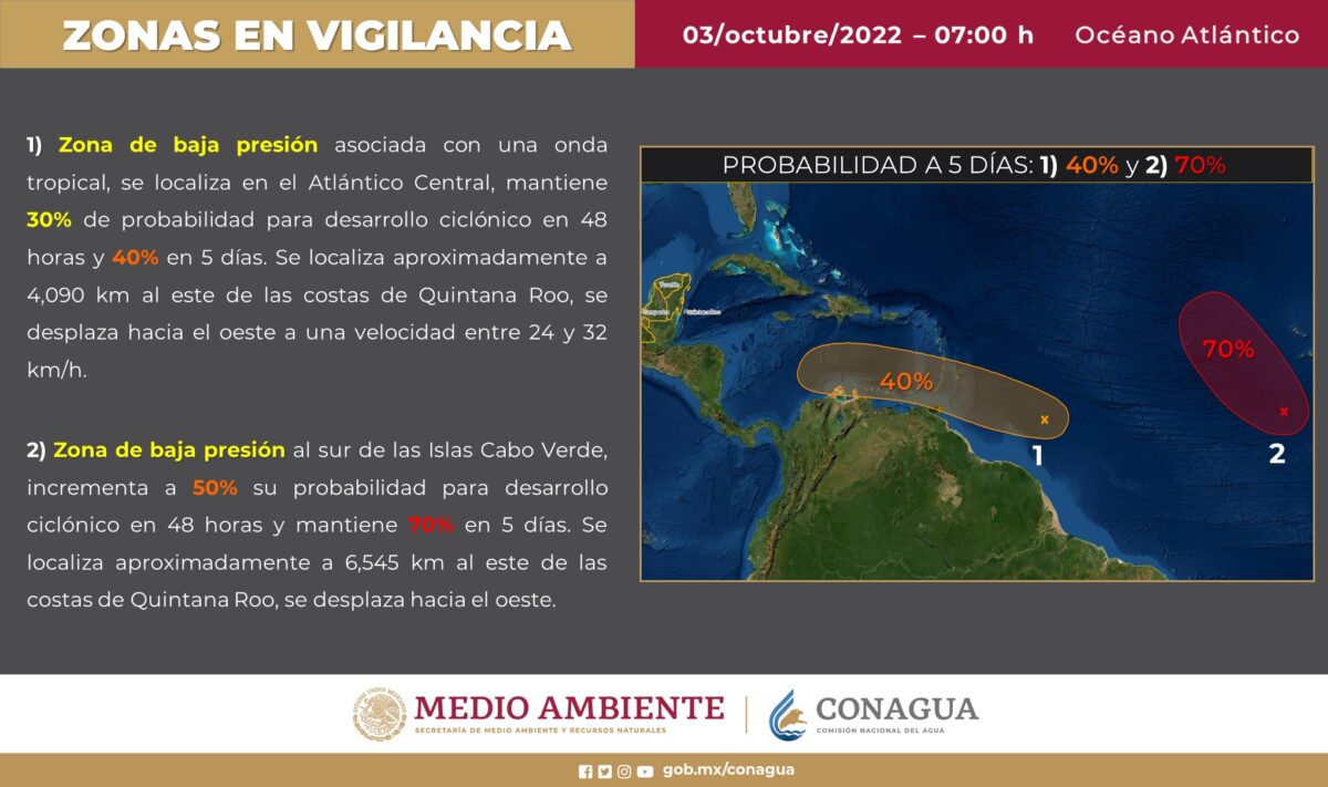 Pronóstico del clima para hoy lunes 3 de octubre en Quintana Roo; Ambiente templado por la mañana y caluroso por la tarde.
