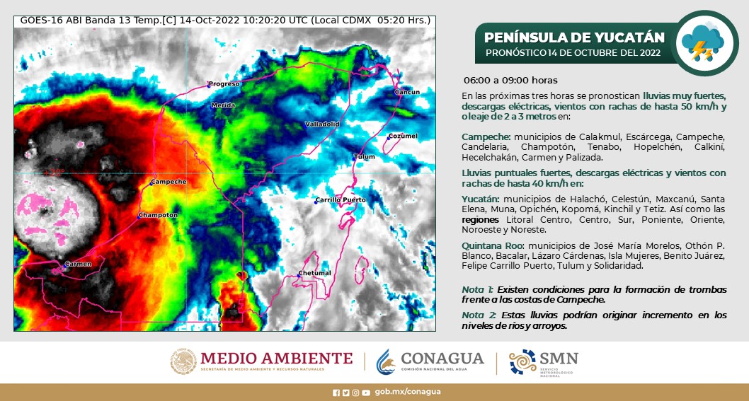 Pronóstico del clima para hoy viernes 14 de octubre en Quintana Roo; se prevén algunos chubascos en Quintana Roo por los efectos de "Karl".