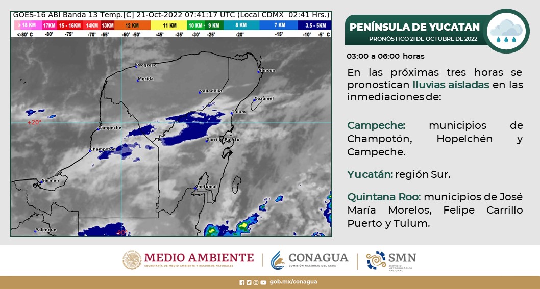 Pronóstico del clima para hoy viernes 21 de octubre en Quintana Roo; habrá un día soleado y con calorcito en la entidad.