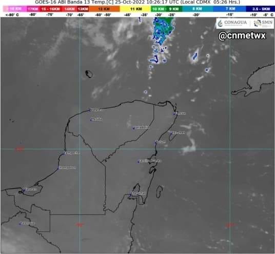 Pronóstico del clima para hoy martes 25 de octubre en Quintana Roo; cielo medio nublado con probabilidad de chubascos.