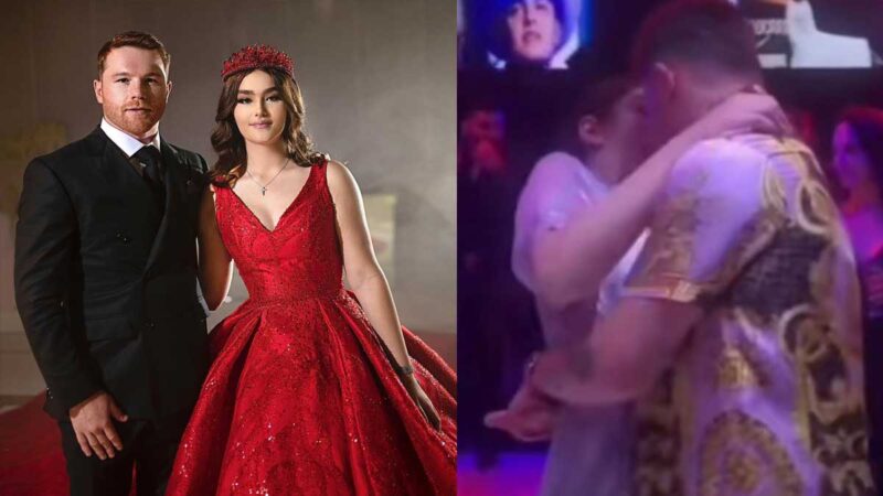 Captan a 'Canelo' Álvarez bailando incómodamente con hija durante XV años