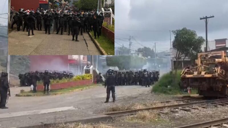 Se enfrentan maestros y policías en Michoacán, 7 lesionados