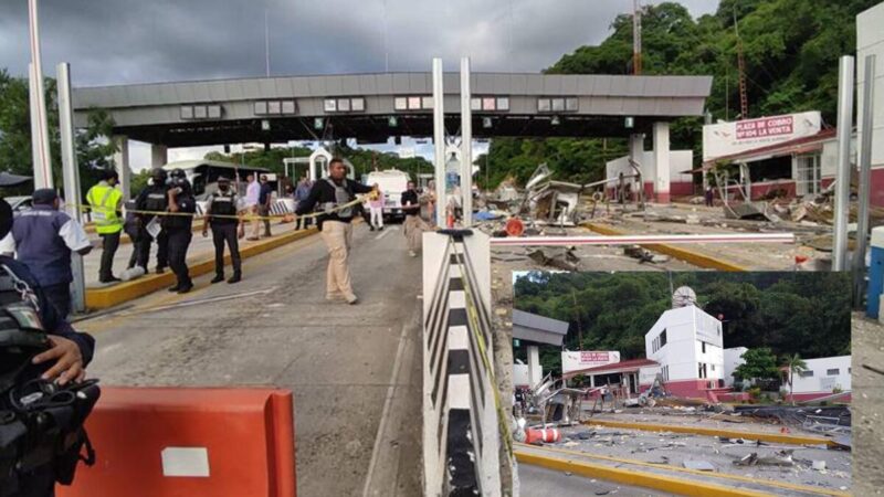 Traíler sin frenos arrasa con caseta de cobro en Autopista del Sol