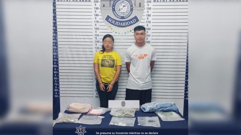 Detienen en Playa Del Carmen a pareja cargada de droga