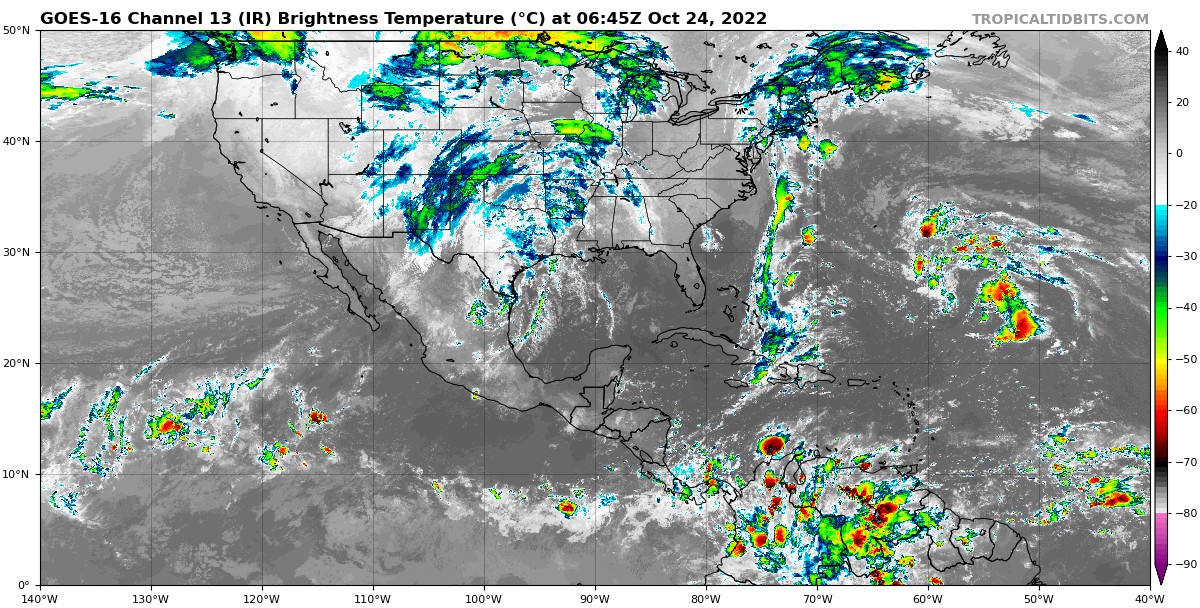 Pronóstico del clima para hoy lunes 24 de octubre en Quintana Roo; Cielo medio nublado durante el día con probabilidad de chubascos.