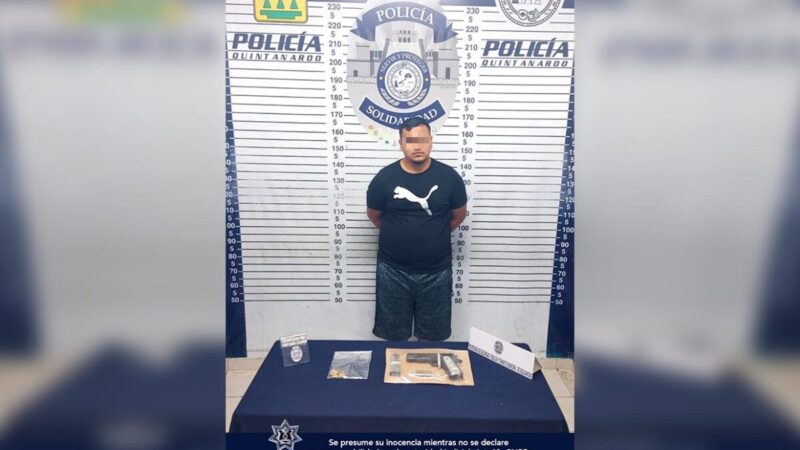 Empistolado que amenazó a ciudadano es detenido en Playa Del Carmen